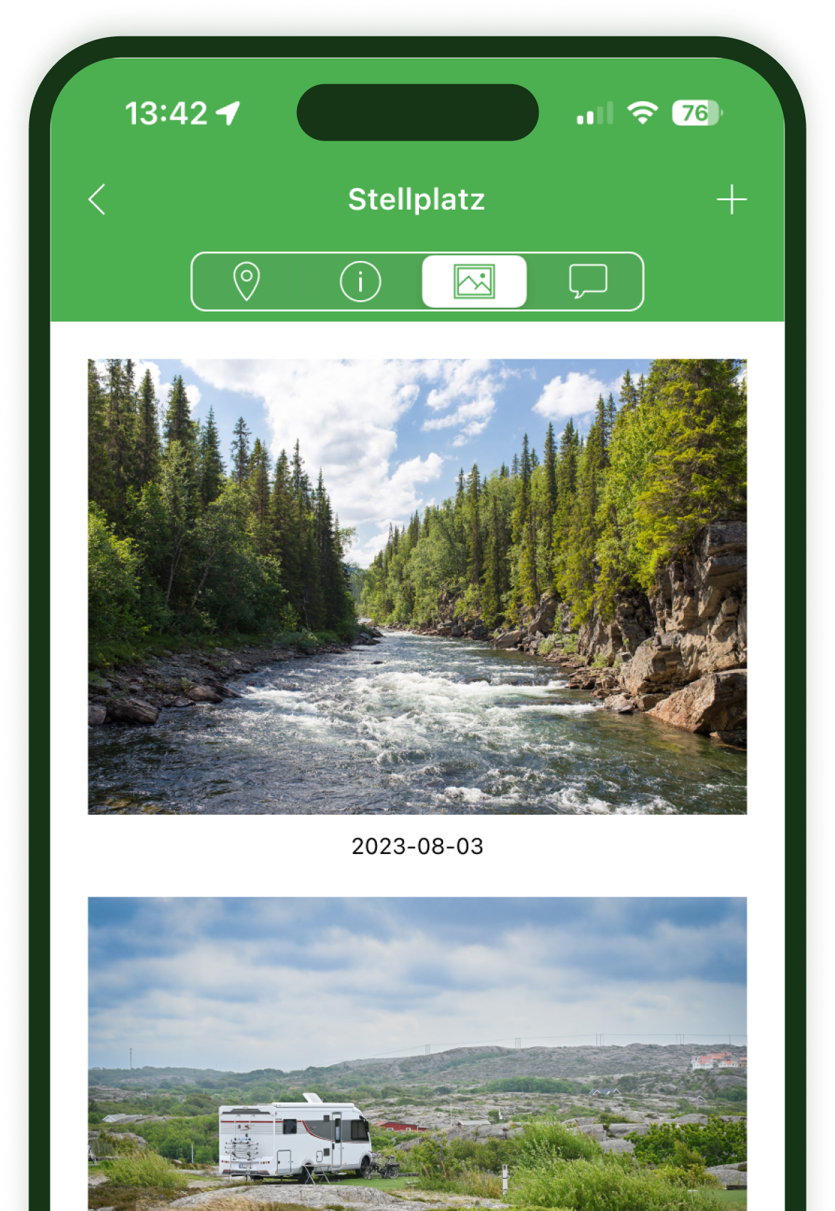 Bilder und Bewertungen in der App